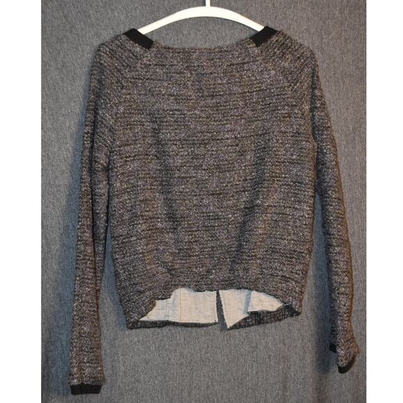 Free People Women's Medium Fleece Grey Sweater Button Long Sleeve Cotton Lined - Picture 3 of 5
